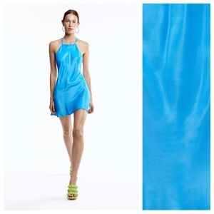 Zara mini satin blue dress